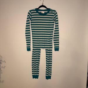 Hanna Andersson Classic Blue and White Striped Long John Pajamas Size 160 US14